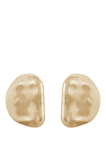 TUTTI Statement Textured Stud Earrings, Gold, Gold