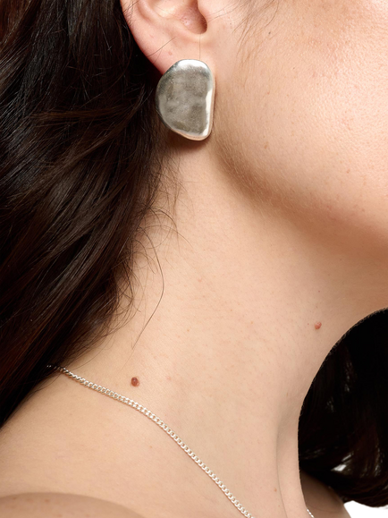TUTTI Statement Textured Stud Earrings, Silver - view 2, Silver