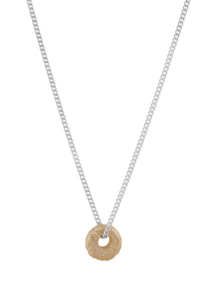 TUTTI Explore Textured Open Pendant Necklace, Silver / Gold, Silver / Gold