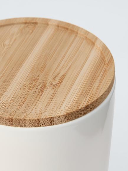 John Lewis Gloss Dipped Stoneware Kitchen Storage Jar with Bamboo Lid, 860ml, White - view 2, White