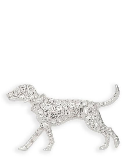 Lauren Ralph Lauren Crystal Dog Brooch Pin, Silver/ Clear, Silver/ Clear