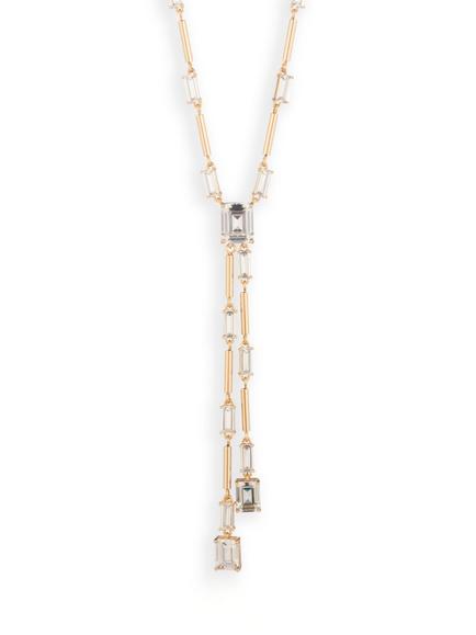 Ralph Lauren Landyn Baguette Stone Lariat Necklace, Gold, Gold/ Clear