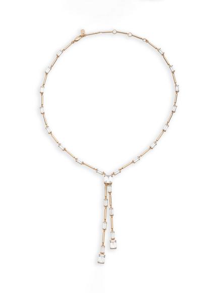 Ralph Lauren Landyn Baguette Stone Lariat Necklace, Gold - view 2, Gold/ Clear