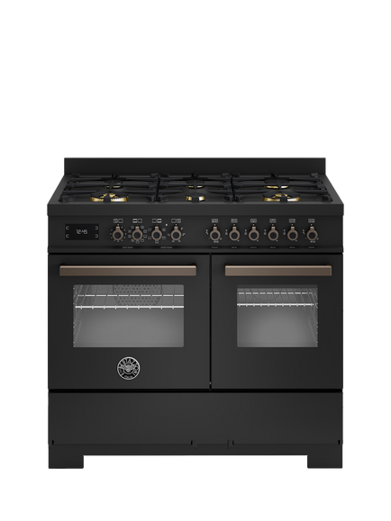Bertazzoni Professional Series 100cm Dual Fuel Range Cooker with Gas Hob, Carbonio, Carbonio