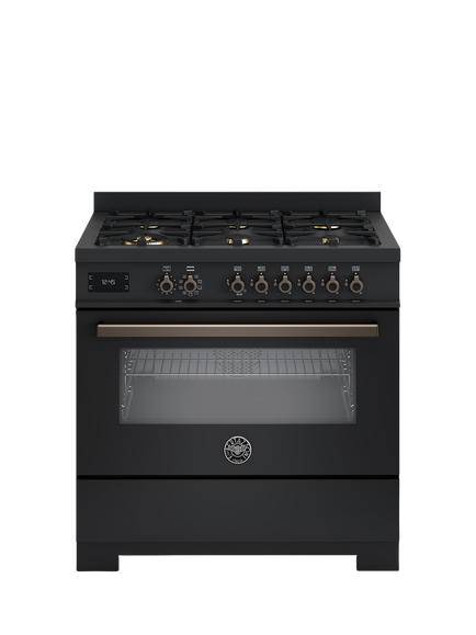 Bertazzoni Professional Series 90cm Dual Fuel Range Cooker with Gas Hob, Carbonio, Carbonio