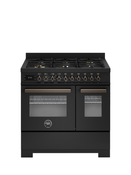 Bertazzoni Professional Series 90cm Dual Fuel Range Cooker with Gas Hob, Carbonio, Carbonio