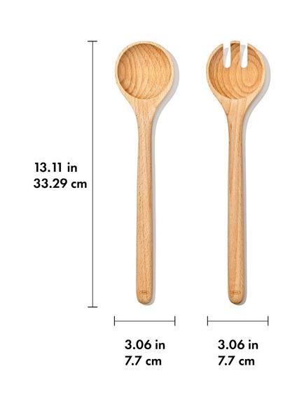 OXO Good Grips Beech Wood Salad Servers - view 2, Brown