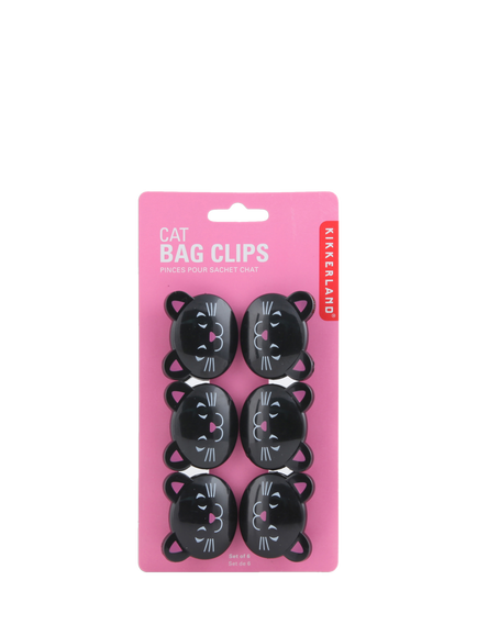 Kikkerland Black Cat Food Bag Clips, Set of 6 - view 2, Black