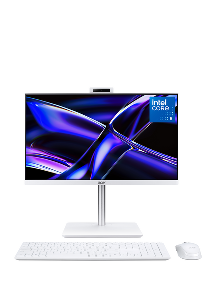 Acer Aspire C27-A All-in-One Desktop PC, Intel Core 5 Processor, 8GB RAM, 1TB SSD, 27" Full HD, White, White