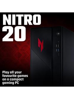 Acer Nitro 20 Desktop Gaming PC, Intel Core 5 Processor, 8GB RAM, RTX 5050, 512GB SSD, Black - view 2, Black