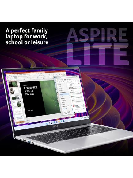 Acer Aspire Lite 15 Laptop, AMD Ryzen 5 Processor, 8GB RAM, 512GB SSD, 15.6” Full HD, Silver - view 2, Silver