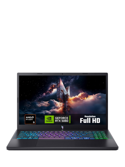 Acer Nitro V15 Gaming Laptop, AMD Ryzen 5 Processor, 16GB RAM, 512GB SSD, RTX 5060, 15.6” Full HD, Black, Black
