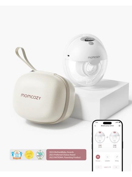 Momcozy M5 Smart Wearable Single Electric Breast Pump, Grey - view 2, Gray