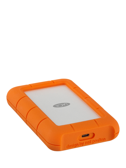 LaCie Rugged External Hard Disk Drive, 4TB, USB Type-C, Orange Silver - view 2, Orange Silver
