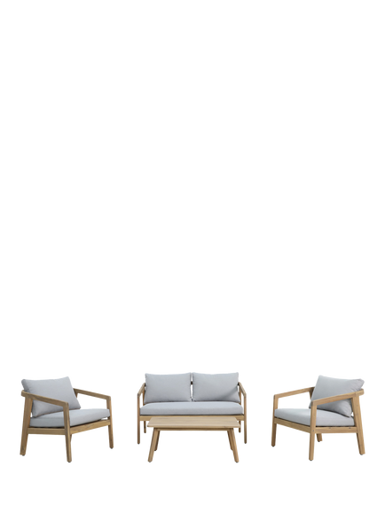 KETTLER Nara 4-Seater Garden Lounging Set, FSC-Certified (Acacia Wood), Natural/Pebble, Acacia Wood/Pebble