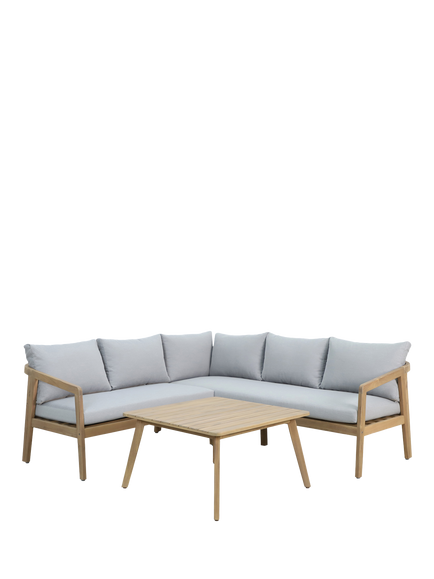 KETTLER Nara 4-Seater Corner Garden Lounging Set, FSC-Certified (Acacia Wood), Natural/Pebble, Acacia Wood/Pebble