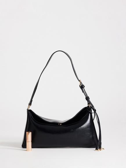 Topshop Annabel Faux Leather Shoulder Bag, Black - view 2, Black