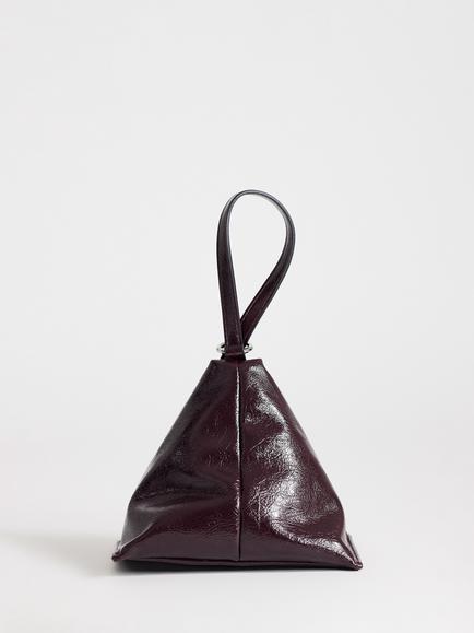 Topshop Faux Leather Triangle Clutch Bag - view 2, Burgundy