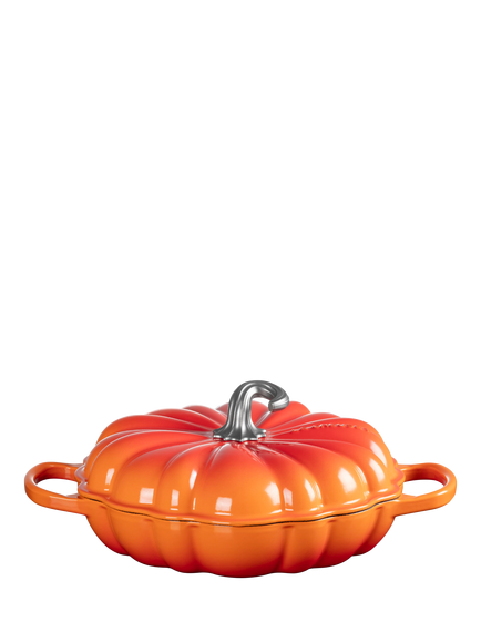 Le Creuset Cast Iron Pumpkin Shallow Casserole, 24cm, Volcanic, Volcanic
