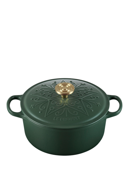 Le Creuset Cast Iron L'Etoile Christmas Star Signature Round Casserole, 24cm - view 2, Foret