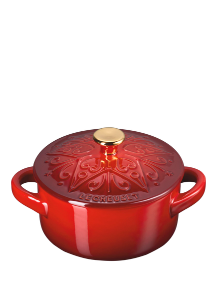 Le Creuset Stoneware L'Etoile Christmas Star Petite Round Casserole, 10cm - view 2, Cerise