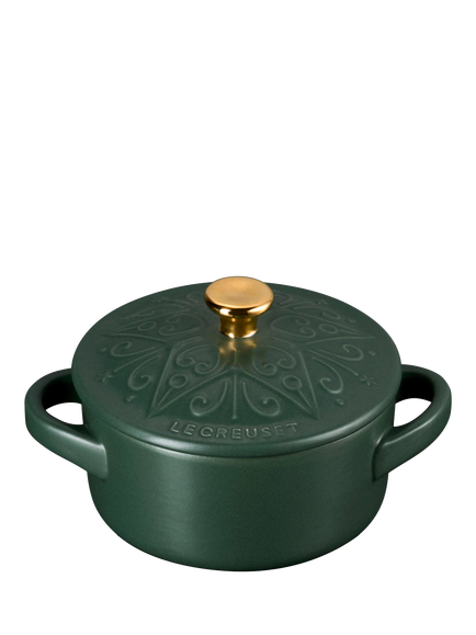 Le Creuset Stoneware L'Etoile Christmas Star Petite Round Casserole, 10cm - view 2, Foret
