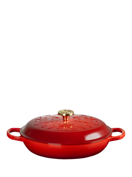 Le Creuset Cast Iron L'Etoile Christmas Star Signature Shallow Casserole, 30cm, Cerise