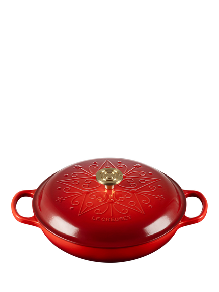 Le Creuset Cast Iron L'Etoile Christmas Star Signature Shallow Casserole, 30cm - view 2, Cerise