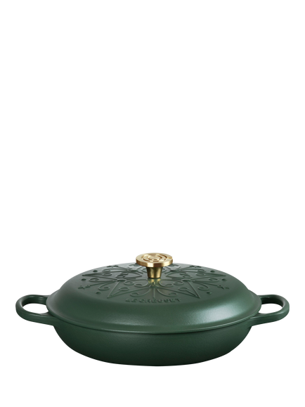 Le Creuset Cast Iron L'Etoile Christmas Star Signature Shallow Casserole, 30cm, Foret