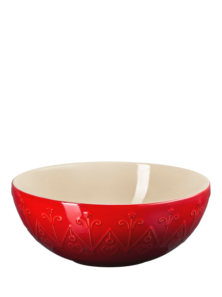 Le Creuset Stoneware L'Etoile Christmas Collection Serve Bowl, 25cm, Cerise, Cerise