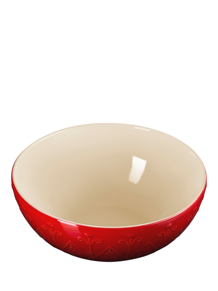 Le Creuset Stoneware L'Etoile Christmas Collection Serve Bowl, 25cm, Cerise - view 2, Cerise