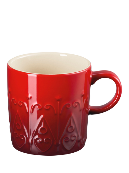 Le Creuset Stoneware L'Etoile Christmas Star Mug, 350ml, Cerise, Cerise
