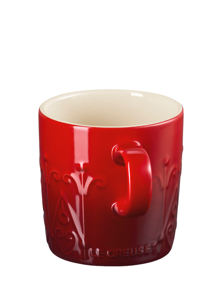 Le Creuset Stoneware L'Etoile Christmas Star Mug, 350ml, Cerise - view 2, Cerise