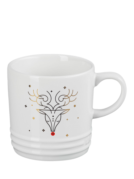 Le Creuset Stoneware Noel Rudolph Mug, 350ml, White, White