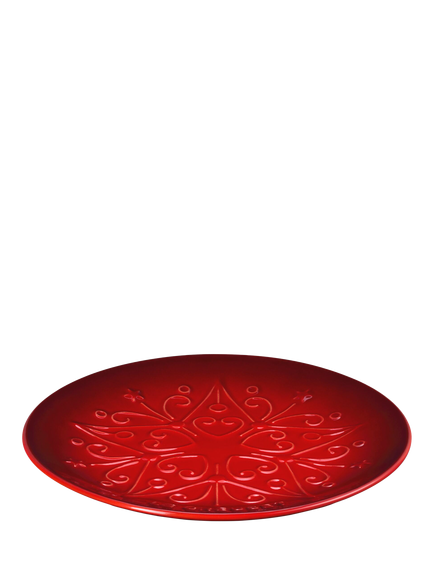 Le Creuset Stoneware L'Etoile Christmas Collection Small Serve Plate, 19cm, Cerise, Cerise