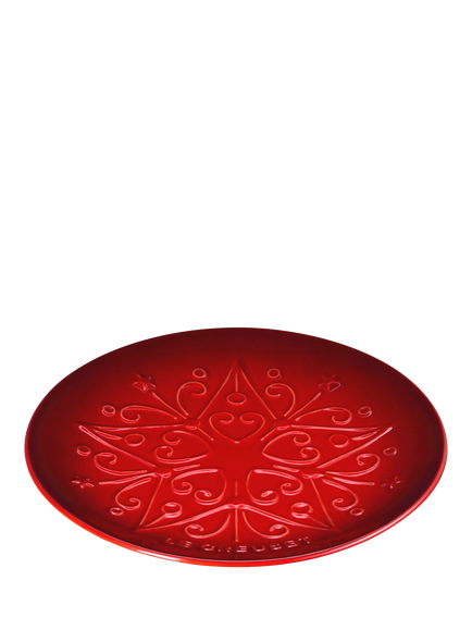 Le Creuset Stoneware L'Etoile Christmas Collection Small Serve Plate, 19cm, Cerise - view 2, Cerise