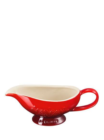 Le Creuset Stoneware L'Etoile Christmas Collection Heritage Sauce Jug, 460ml - view 2, Cerise
