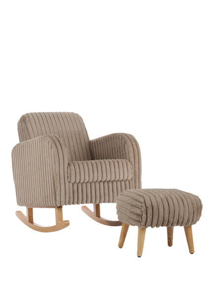 CuddleCo Etta Fau Fur Nursing Chair & Footstool, Brown, Brown