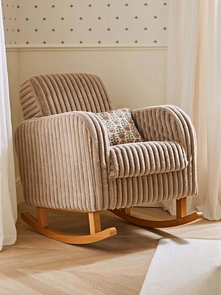 CuddleCo Etta Fau Fur Nursing Chair & Footstool, Brown - view 2, Brown