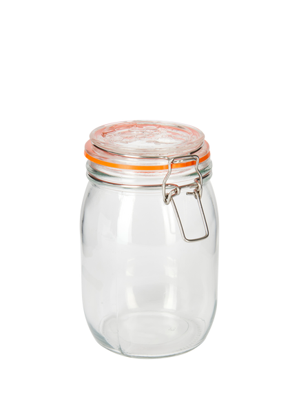 Kitchen Craft Home Made Clip Top Glass Preserving Jar, 1L, Clear, Clear