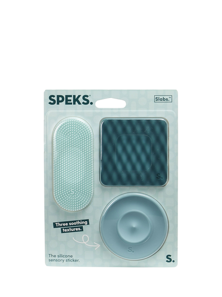 Speks Slabs Silicone Sensory Stickers, Set of 3, Blue Teal, Blue Teal