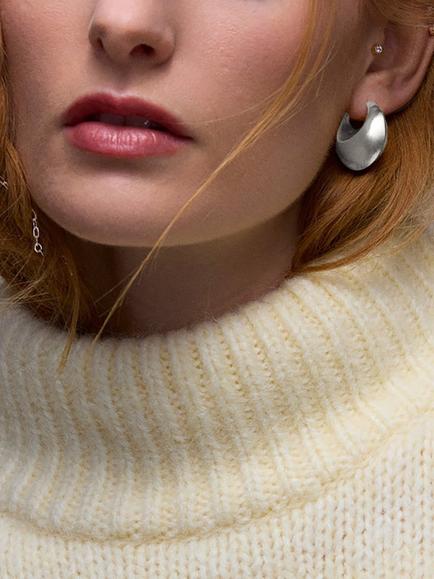 Dinny Hall Puffy Hoop Earrings - view 2, Silver