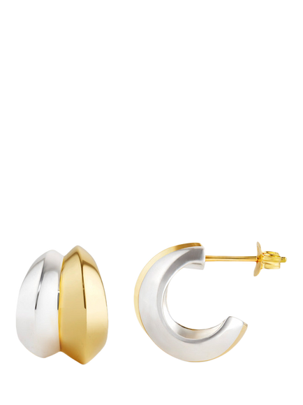 Dinny Hall Large Double Hoop Earrings, Silver/Gold