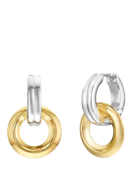 Dinny Hall Link Drop Hoop Earrings, Silver/Gold, Silver/Gold