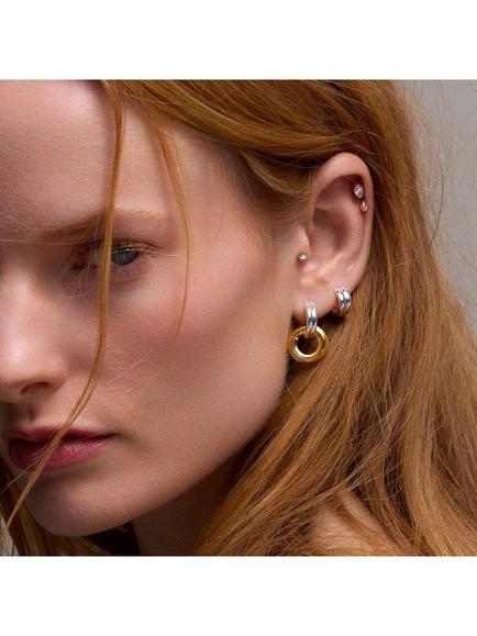 Dinny Hall Link Drop Hoop Earrings, Silver/Gold - view 2, Silver/Gold