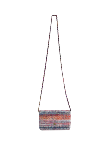 Pre-loved CHANEL 2019 Diamond Quilted Tweed Wallet On Chain, Multi - view 2, Multi
