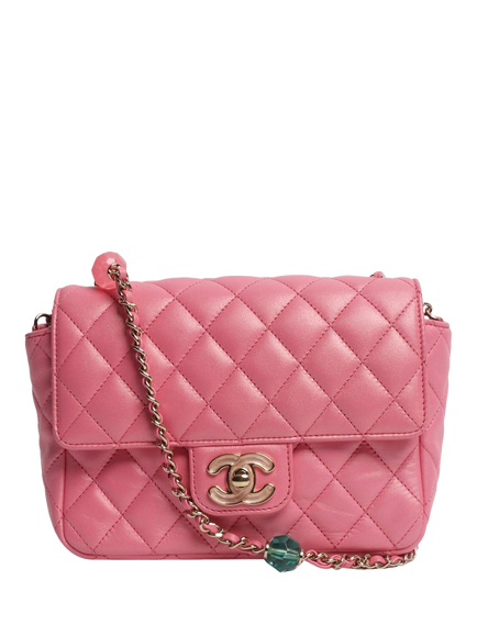 Pre-loved CHANEL Irresdescent Quilted Lambskin Flap Cross Body Bag, Pink, Pink
