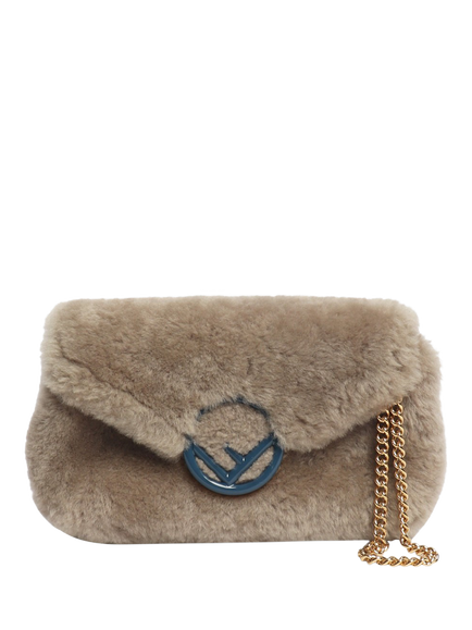 Pre-loved Fendi Shearling Belt Bag, Taupe, Brown