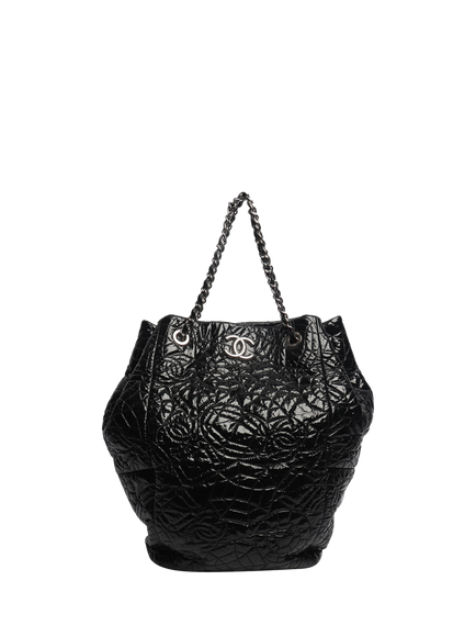 Pre-loved CHANEL 2008 Patent Quilted Leather Tote Bag, Black, Black
