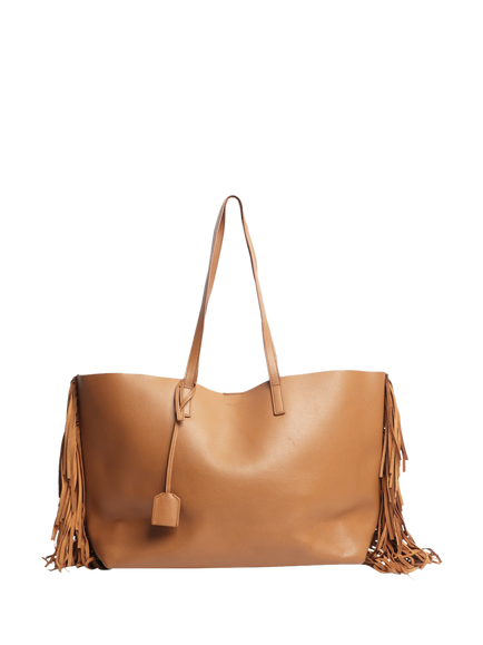 Pre-loved SAINT LAURENT Fringed Leather Tote Bag, Brown, Brown